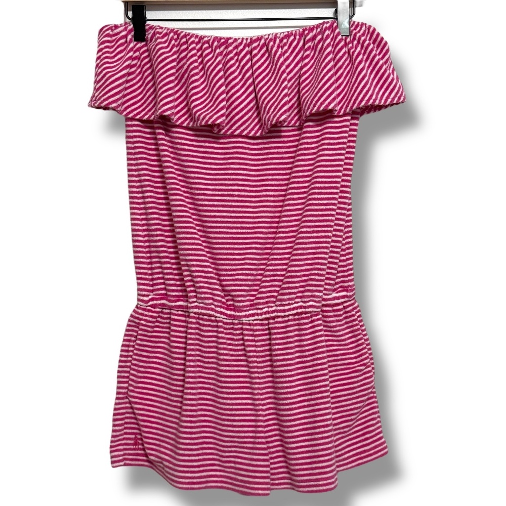 Ralph Lauren Girls Terry Strapless Romper Sz XL/16 Pink Beach Vacation Preppy‎